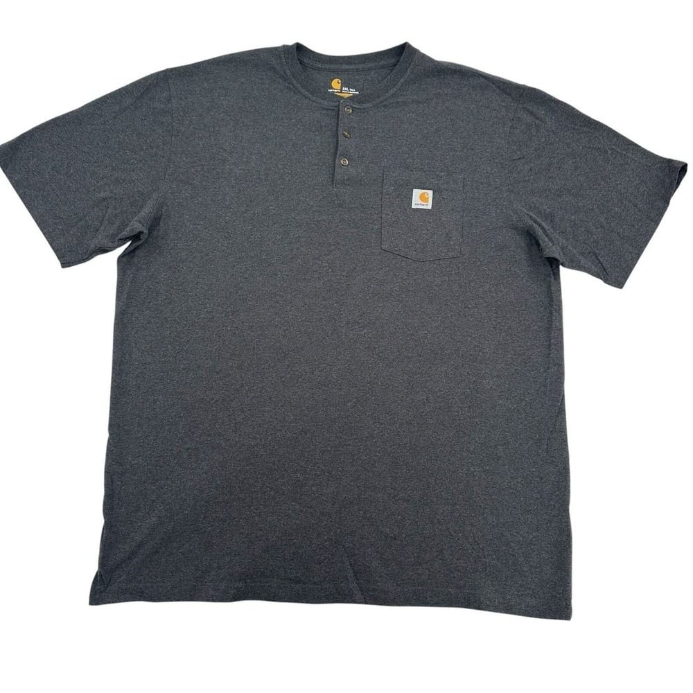 Carhartt K84 Henley Pocket T-Shirt Charcoal Gray Short Sleeve Tee Mens 2XL Tall